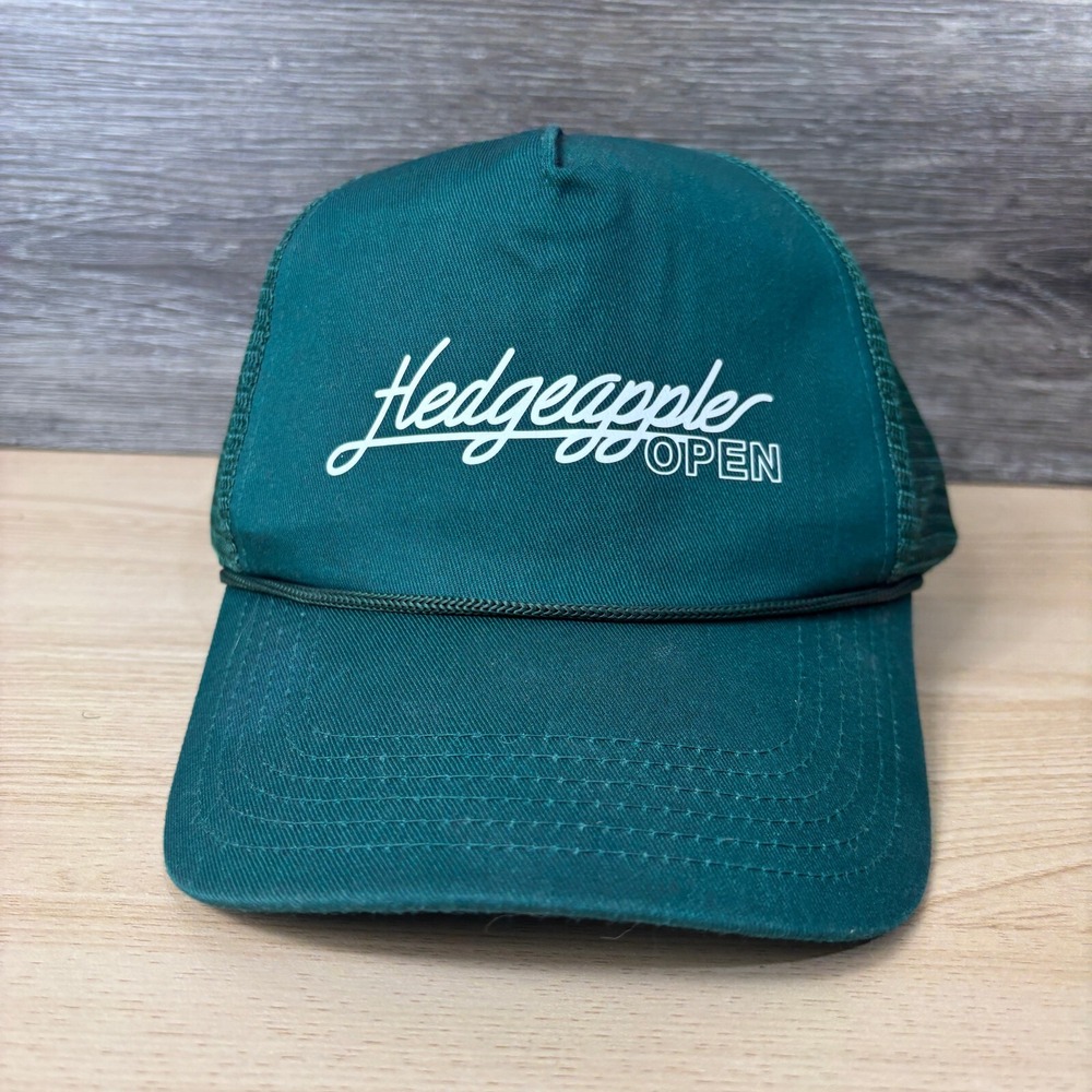 Hedge Apples Hat Cap Snap Back Green White Script Trucker Hedgeapples Adjustable
